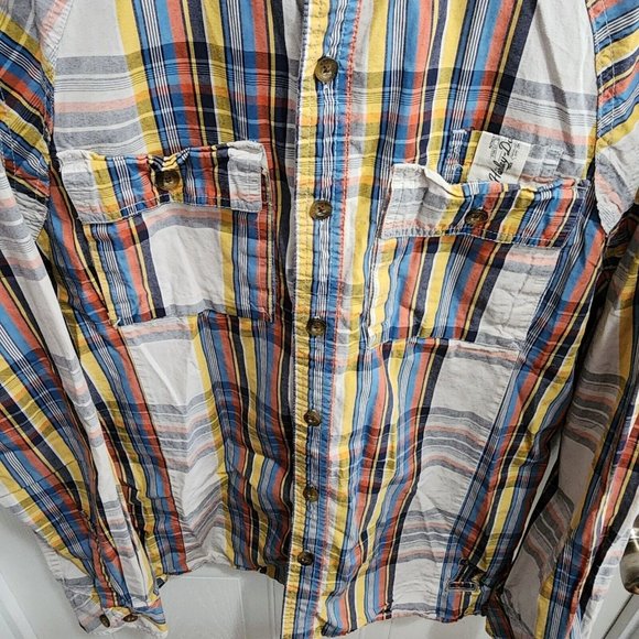 RARE Harley Davidson Colorful Striped Plaid Long Sleeve Button Up Shirt Size M - Picture 8 of 14